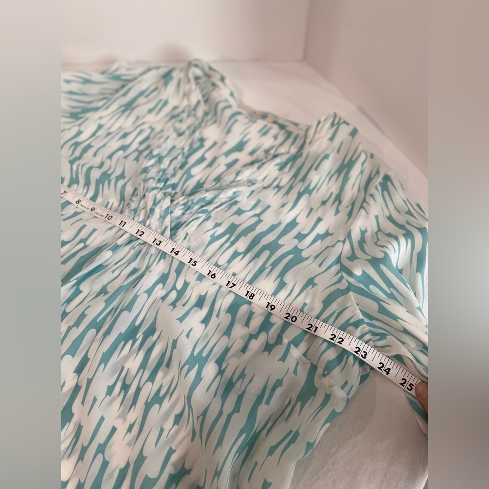 Boden Teal and White Blouse - Picture 6 of 7